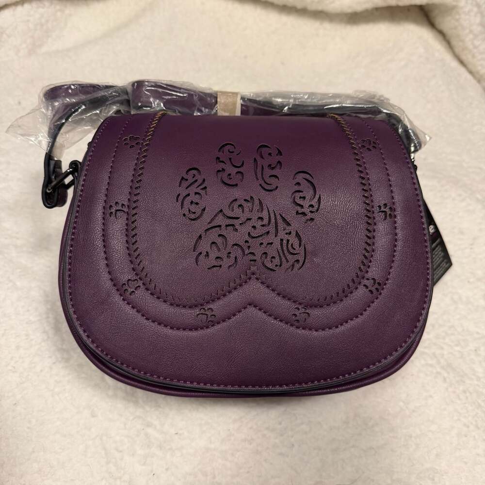 Greater Good Animal Rescue Pawprint Crossbody Saddle Bag Purple